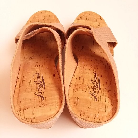 Lucky Brand Miller2 Nude Cork Slip-On Wedges Size 9.5 - Picture 5 of 10